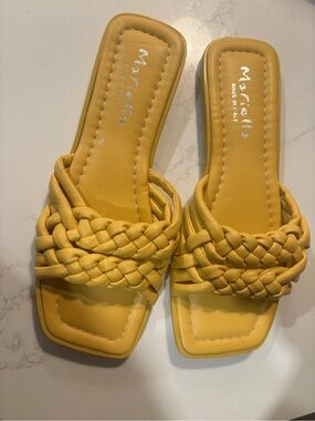 Maricella Yellow Braided Slide Sandals